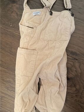 Cream Corduroy Kids Overalls with Pockets